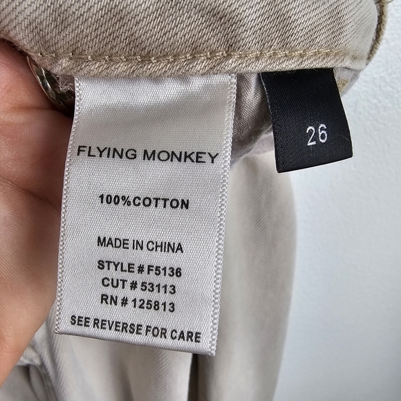 Flying Monkey Cream Wide Leg Flared Low Rise Pants - Picture 8 of 8